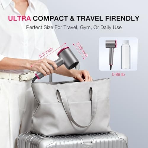 BABONIR High-Speed Hair Dryer 110,000 RPM, 1875W Ionic & Plasma Blow Dryer with Diffuser, Concentrator & Comb, 550 Million Ionic Hairdryer with Cool Shot, Low-Noise CompactPro Travel & Salon – Gray 3