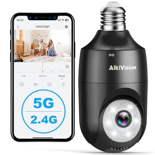 2K Light Bulb Security Cameras - 5GHz/2.4GHz Dual Bands 360° Motion Detection Cameras for Home Security, Full-Color Night Vision, Auto Tracking, Siren Alarm, 24/7 Recording