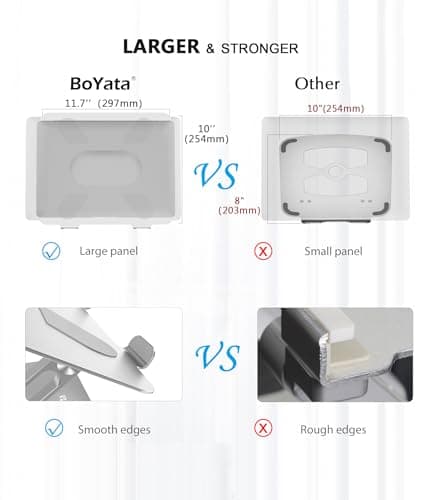 BoYata Laptop Stand, Adjustable Multi-Angle Laptop Holder, Compatible for Laptops up to 17 inches, Sturdy Aluminum & Silicone, Silver 5