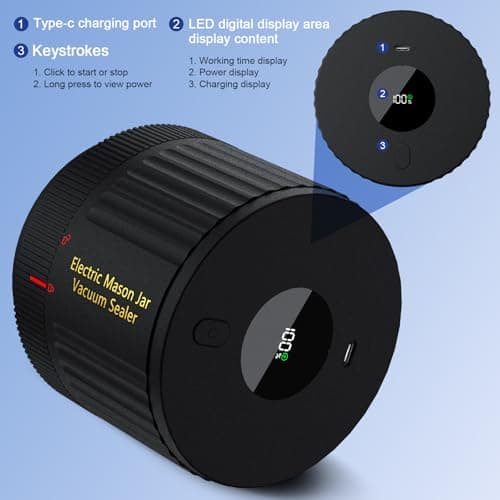 LOVE MOMENT Electric Mason Jar Vacuum Sealer Kit for Wide Mouth and Regular Mouth Mason Jars 6