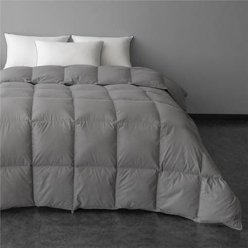 MAXICOZY Down Fiber Comforter Oversized King Size, Grey Down Fiber Comforter Fluffy Duvet Insert Oversized King Size, Ultra-Soft, Grey, Oversized King 120”X 98”