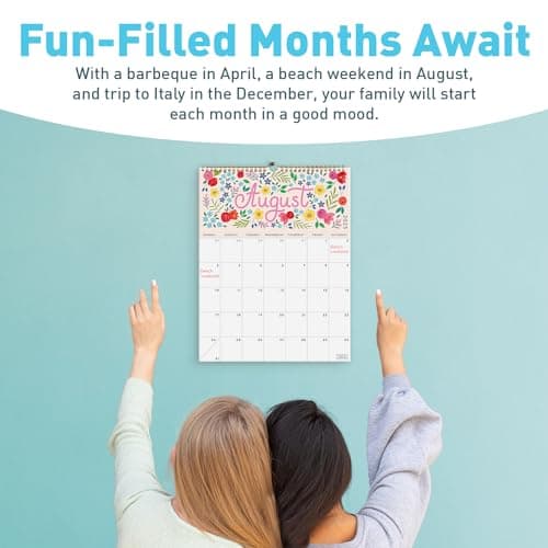 S&O Five Color Floral Wall Calendar from July 2024-December 2025 - Tear-Off Monthly Calendar - 18 Month Academic Wall Calendar - Hanging Calendar to Track Anniversaries & Appointments - 13.5"x10.5”in 9
