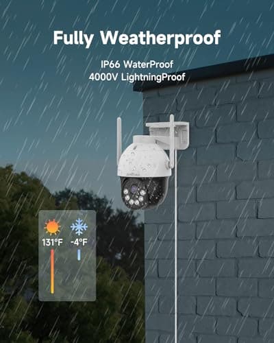 JUANCLOUD 4G LTE Cellular Security Camera Wireless Outdoor, No WiFi Camera with 360° Pan Tilt Auto-Tracking, Siren Alert, Color Night Vision, 2-Way Audio, 32GB SD Card & SIM Card, IP66 7