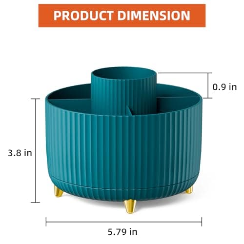 Marbrasse Desk Organizer, 360-Degree Rotating Pen Holder, Desk Organizers and Accessories with 5 Compartments Pencil Organizer, Art Supply Storage Box Caddy for Office, Home（Green） 5