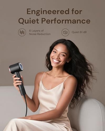 VOLGTIA Hair Dryer Blow Dryer with Diffuser for Curly Hair, 110000 RPM Professional High Speed Ionic Hairdryer for Frizz Control, Ultra-Fast Drying, 6.5 ft ALCI Cord, Low Noise, Magnetic Attachments 5