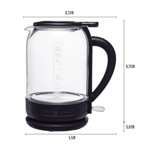 OVENTE Electric Kettle with 1.5L Borosilicate Glass, 1500W Fast Boiling Water Heater for Coffee or Tea, Easy to Fill Lid, Auto Shut-Off, Boil-Dry Protection & Stainless Steel Filter, Black KG516B 6