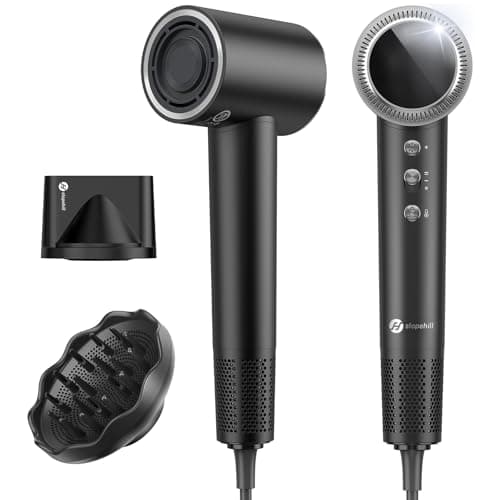 slopehill 110,000 RPM Professional Hair Dryer - 0.8lb Ultra-Lightweight, 2 Billion Ion Technology for 98% Frizz Reduction, AI Smart-Temp Control, Magnetic Attachments for All Hair Types