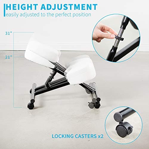 DRAGONN by VIVO Ergonomic Kneeling Chair, Adjustable Stool for Home and Office - Improve Your Posture with an Angled Seat - Thick Comfortable Cushions, White, DN-CH-K01W 6