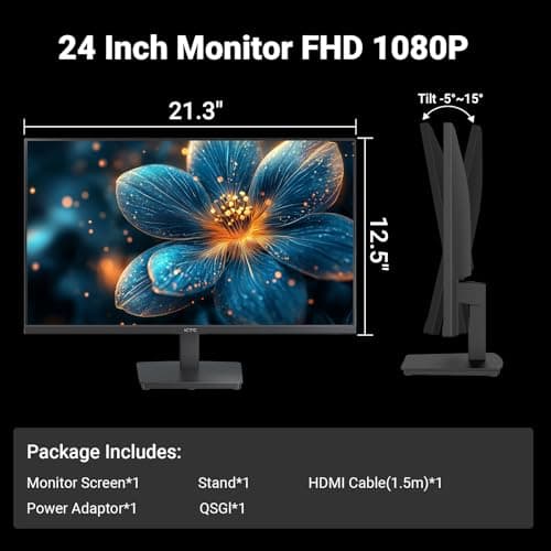 KTC 24 Inch FHD 1080P 100Hz Computer Monitor, VA Panel FreeSync PC Gaming Monitor, HDMI VGA Ports, HDR, 4000：1 Contrast, LowBlue Mode, Ergonomic Tilt Eye Care for Home Office 8