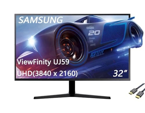 Samsung 32" ViewFinity UJ59 Series 4K UHD (3840x2160) LED Monitor, 60Hz, 4ms, FreeSync, HDMI, Display Port, Eye Saver/Flicker Free Mode, Dark Gray/Blue, with HDMI Cable