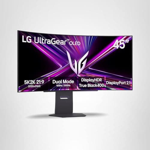 LG 45GX950A-B 45-inch Ultragear 5K2K WUHD (5120 x 2160) OLED Curved Gaming Monitor, Dual-Mode, 165Hz, 0.03ms, NVIDIA G-Sync, AMD FreeSync Premium Pro, HDR True Black 400, USB Type-C 90W, DP2.1 22