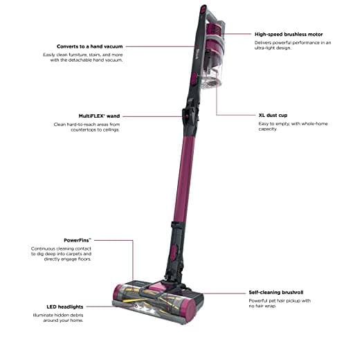 Shark IZ163H Pet Plus Cordless Stick Vacuum with Self-Cleaning Brushroll and HEPA Filter, Lightweight Deep Cleaning Vacuum for Carpet and Hard Floors, Folds for Easy Storage, 40-min Runtime, Raspberry 16