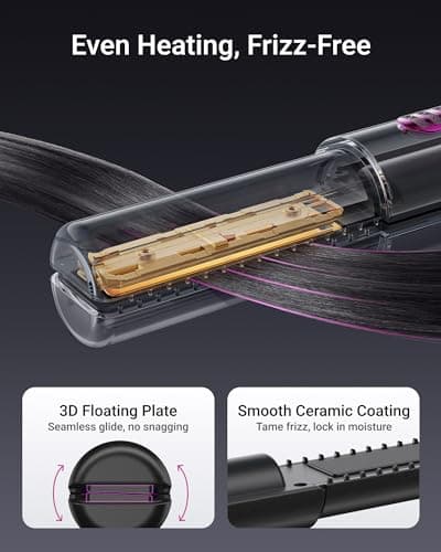 XCOOL Cordless Hair Straightener and Curler 2 in 1, Mini Curling Iron Straightener Combo with 5000mAh Battery, Portable Ceramic Flat Iron for Travel, USB-C Rechargeable, 15s Fast Heating, Gray 7