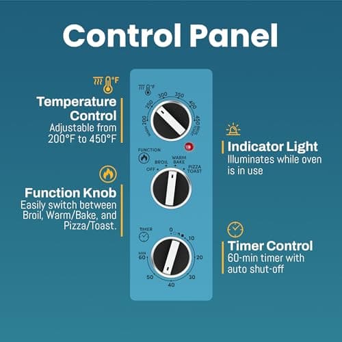 Elite Gourmet ETO2530M Double French Door Countertop Toaster Oven, Bake, Broil, Toast, Keep Warm, Fits 12" pizza, 25L capacity, Stainless Steel & Black 6