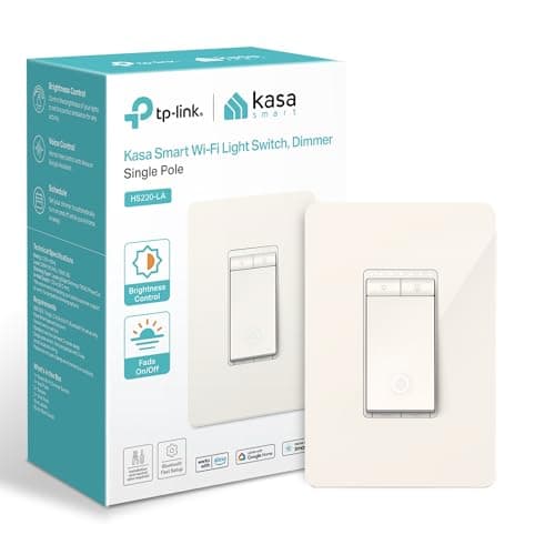 Kasa Smart Dimmer Switch HS220-LA, Light Almond, Single Pole, Needs Neutral Wire, 2.4GHz Wi-Fi Light Switch Compatible with Alexa and Google Home, UL Certified, No Hub Required