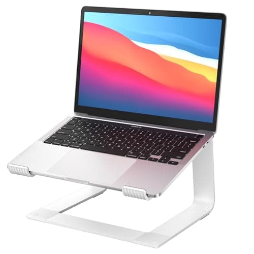 GleYo Laptop Stand for Desk Detachable Aluminum Computer Riser Portable Metal Notebook Webcam Stand Holder Compatible with MacBook Air, Pro, Dell, HP, Lenovo and All 10-16" Laptops, Silver