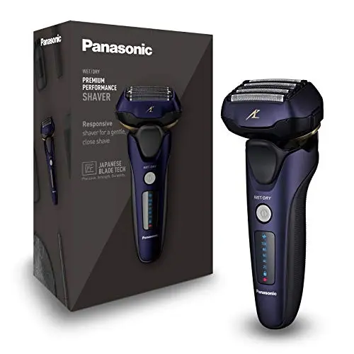 Panasonic ES-LV67-A803 Wet and Dry Shaver, 5 Shaving Heads with Linear Motor, Including Hair Trimmer, Navy Blue