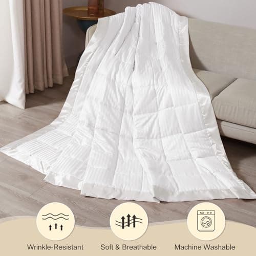 downluxe Weighted Blanket King Size, 18 lb Weighted Blanket with Glass Beads for All Season, Machine Washable Heavy Blanket (Ivory, 108 X 90 Inch) 6