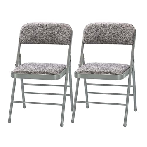 Amazing for less Pack of 2 (Fabric/Vinyl) Steel Frame Metal Foam Padded Folding Chairs (Black, Gray, White) (2-Pack - Fabric Gray)