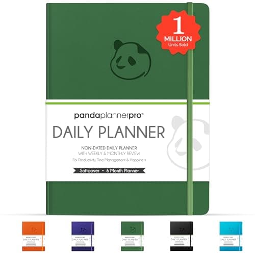 Panda Planner Pro A4 Daily Planner 2026 – 6 Month Undated Daily Productivity Planner with Large 8.5x11 Layouts, Weekly & Monthly Calendar Planner, Goal Tracker, Habit Tracker & Time Management Organizer – Dark Green 9