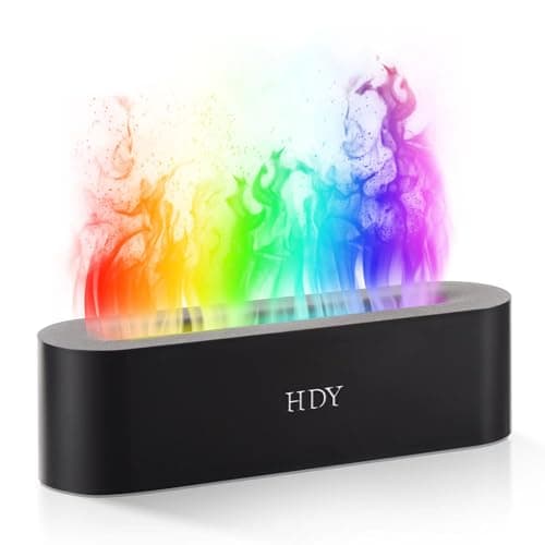 HDY 7 Color Flame Ultrasonic Humidifier - Color LED Essential Oil Diffuser, Silent Fireplace Design with Timer & Waterless Auto Shut-Off, 150ml Capacity for Home, Hotel & Office Use (Glossy Black)