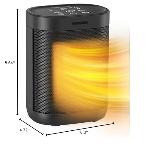 1500W Space Heater for Indoor Use, 2S Fast Heating, Electric Ceramic Heater with Thermostat, 24H Timer, Overheat & Tip-over Protection, for Office Bedroom Use 8