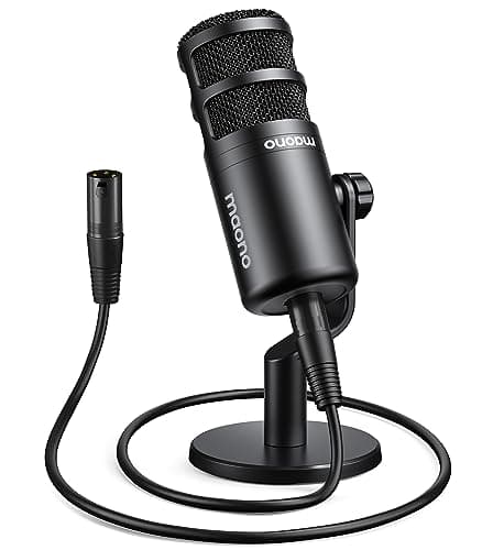 MAONO XLR Podcast Microphone, Cardioid Studio Dynamic Mic for Vocal Recording, Streaming, Voice-Over, Voice Isolation Technology, Metal Mic, Works for Audio Interface, Mixer, Sound Card-PD100