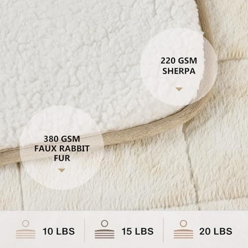 Homemate Heated Weighted Blanket for Adults - 62"x84" 20lbs Electric Throw Fast Heating Heavy Blanket 1/2/4/6/8 Hour Auto Off 10 Heat Levels Over-Heat Protection Luxury Faux Fur Sherpa 7