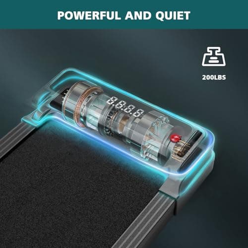 Smug Compact Armless Treadmill, Space Saving Design for Home & Office, Quiet Under Desk Walking Pad, 200 Lbs Capacity 3 in 1 Portable Walking Treadmill 6