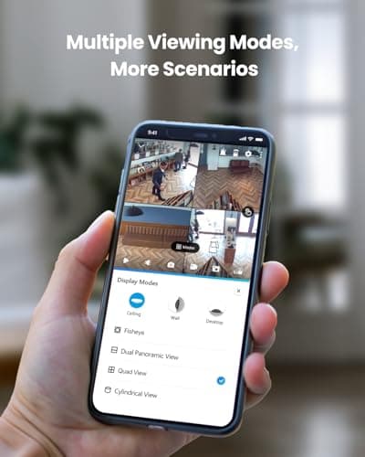 REOLINK WiFi Security Fisheye Camera, 2K+ 6MP 360° Panorama, 2.4/5GHz WiFi Indoor Wireless Security Camera, Person Motion Detection, Ceiling/Wall/Desk Mount, Supports up to 512GB microSD, FE-W (White) 7