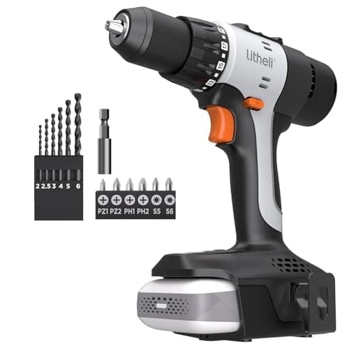 Litheli 20V Cordless Drill Driver, Electric Power Drill with 2 Variable Speed Settings, 1/2 Inch Keyless Chuck, 21+1 Clutch Settings with Maximum Torque of 443 In-lbs (Charger not Included)