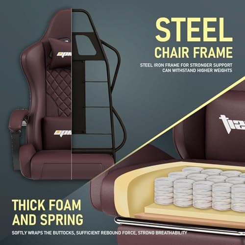 Opiesit Gaming Chair, Computer Office Chair with Footrest, Linkage Armrests and Lumbar Support, High Back Ergonomic Gamer Chairs for Adults, Blue Fabric 6