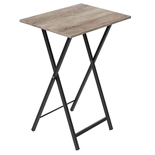 HOOBRO Folding TV Table, TV Tray, Stable Snack Table for Small Space, Portable Sofaside Desk, Easy Assembly and Storage, Ideal for Snacks and Meals in Living Room, Greige and Black BG15BZ01