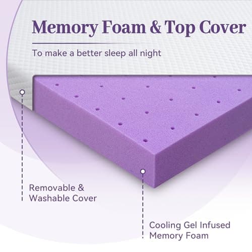 SINWEEK 3 Inch Gel Memory Foam Mattress Topper Full Size, Ventilated High Density Pad for Back Pain, Bed Topper with Removable Soft Cover, CertiPUR-US Certified 8