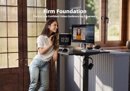 Seang Standing Desk with Adjustable Height, 48x24 Inch Electric Stand Up Desk for Home Office, Studio, Computer Workstation, Black Top 9