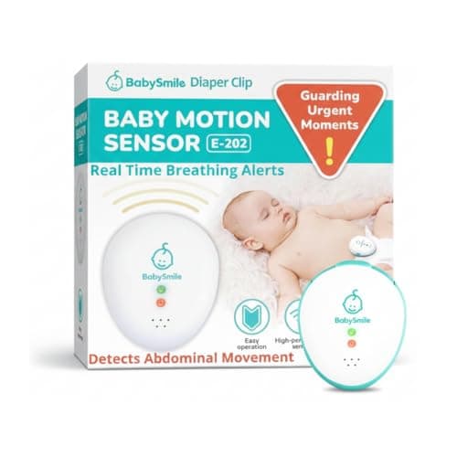 BabySmile E-202 Baby Movement & Sleep Monitor | Motion Sensor with Safety Alerts, Arousal Vibration & Portable Clip-On Design | Smart Baby Sleep Support (White)