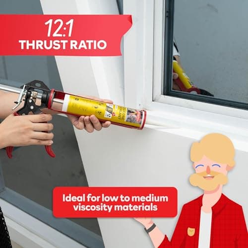 XFasten No Drip Caulk Gun for 10 oz Tube 12:1 Thrust Ratio Drip Free Caulking Gun, Ergonomic Grip Hand Caulk Gun No Drip Silicone Gun, Compact Caulking Gun No Drip, Sealant Gun Caulk Dispenser 5