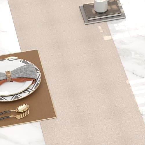 Soft Caddice Faux Linen 2 Piece Fabric in 1 Table Runner, eco-Friendly Fabric Handcrafted Runner, Natural Linen 12 x 36 Inch 4