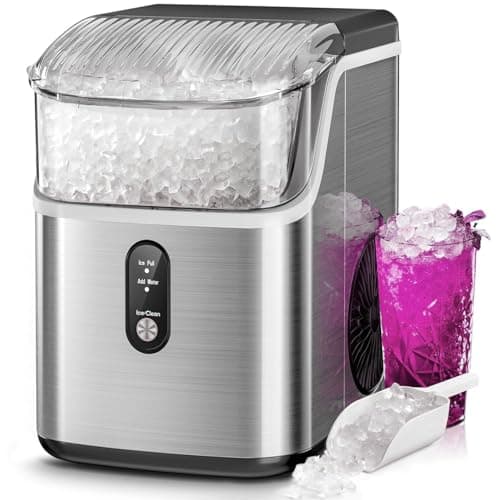 Kismile Nugget Ice Makers Countertop,Pebble Ice Maker Machine with Chewable Ice, 35lbs/Day,One-Click Operation,Self-Cleaning,Pellet Ice Maker Countertop for Home/Kitchen/Office