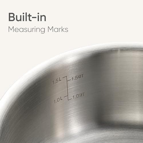 CAROTE 2Qt Stainless Steel Saucepan, Non-Toxic Cookware with Lids,Outer Ceramic Layer,Small Cooking Pot, Even Heating, Fits All Stoves,Oven & Dishwasher Safe,White 7