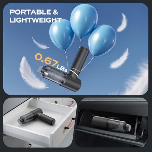 BSRCO Handheld Vacuum Cordless, 15000Pa Car Vacuum Portable with 2 Modes & HEPA Filter, Type-C Charging, 1.25lbs Lightweight Air Duster for Pet Hair, Car Interior and Home Cleaning 7