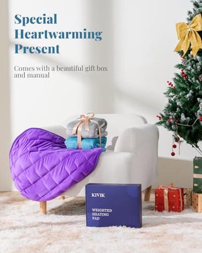 Kivik Weighted Heating Pad 24"x29"- Fast Heating 6 Settings, 5 lbs Flannel Electric Heated Lap Blanket for Adults, Soft Large Weighted Heated Pads Gifts for Abdomen & Back Pain Relief, Grey 7