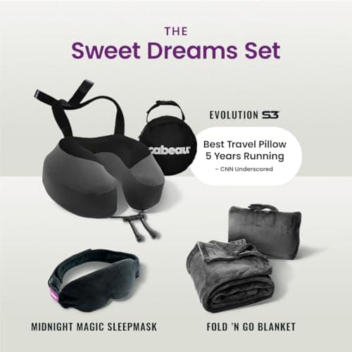 Cabeau Airplane Travel Pillow for Long Flights - Evolution S3 - Supportive Memory Foam with Seat Straps to Secure Your Head and Neck and Provides 360° Support (Steel Grey) 8