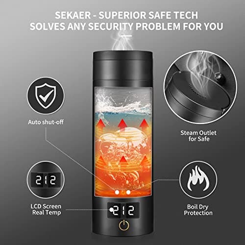 Sekaer Travel Electric Tea Kettle Portable Small Mini Coffee Kettle, with 4 Variable Presets, Personal Hot Water Boiler 304 Stainless Steel with Auto Shut-Off & Boil Dry Protection, SY-618B 6