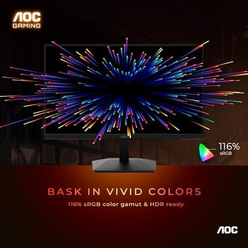 AOC 24G15N 24 inch Gaming Monitor, Full HD 1920x1080, 180Hz 1ms, 1x HDMI 2.0, 1x Display Port, AMD FreeSync, 3-Sided Frameless, HDR Ready, Console Gaming Ready, 3-Year Zero-Bright-Dot 5