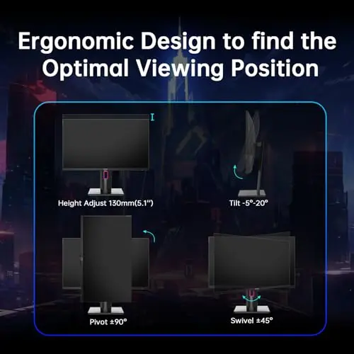 KTC 27" 4K UHD 144Hz Gaming Monitor - Fast IPS Panel 160Hz 1ms GTG, HDR400 132% sRGB, HDMI2.1/DP1.4, VESA Mount, Height/Tilt/Pivot/Swivel Stand, Vertical Monitor Ideal for Gamers, Designers 5