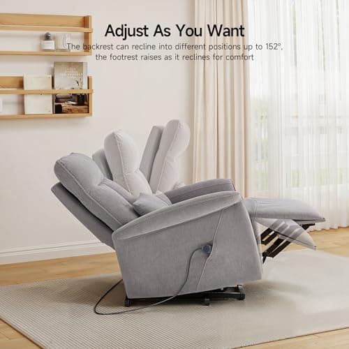 ONBRILL Power Lift Recliner Chair for Elderly, Recliner Chairs for Adults, Lay Flat Lift Chairs Recliners with Remote, Heavy Duty Reclining Chair for Living Room, Bedroom (Grey) 5