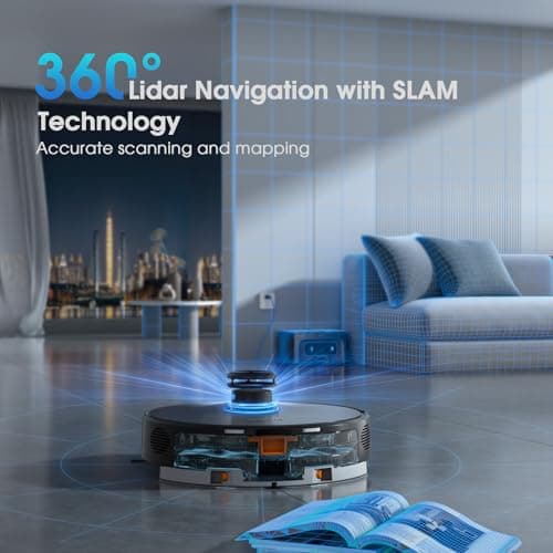 Robot Vacuum and Mop, 3-in-1 Robotic Vacuums Cleaner with LiDAR Navigation Smart Mapping & Max Strong 6000Pa Suction, Self Emptying Bases for 70 Days, WiFi/App/Alexa Voice Control, Obstacle Avoidance 5