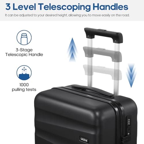 UKEIN 20Inch Carry-On Luggage, Lightweight PC HardShell Suitcase with 360° Spinner Wheels, TSA-Approved, Durable Airline Approved Rolling Luggage with Telescoping Handle, Ideal for 3-4 Day Travel 6