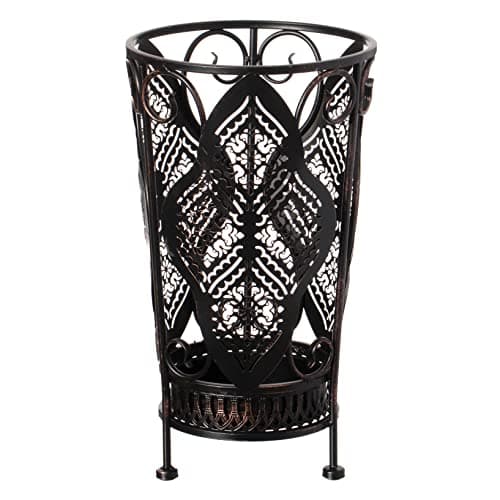 Dualplex Umbrella Holder Umbrella Stand Rack Super Quality Metal Entry Hallway Décor w/Removable Drip Tray for Home Office Holds Umbrellas Canes Walking Sticks Best Gift 16" Tall (Round, Antique)